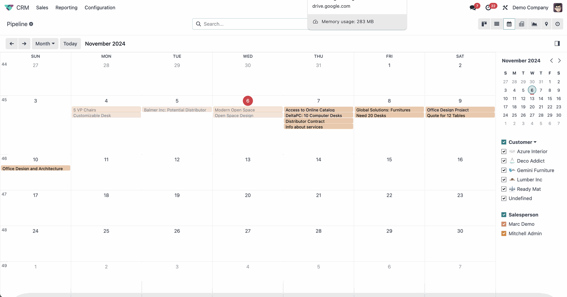 Odoo 18 Calendar view