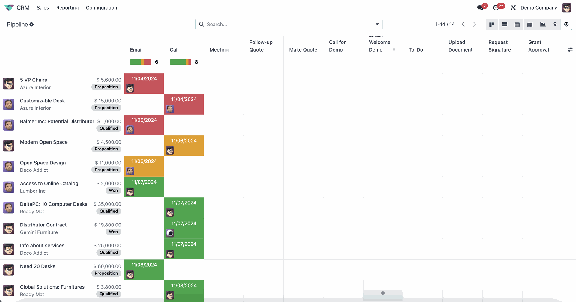 Odoo 18 Activity view
