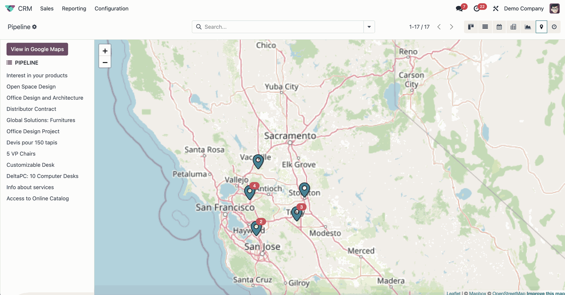 Odoo 18 Map view