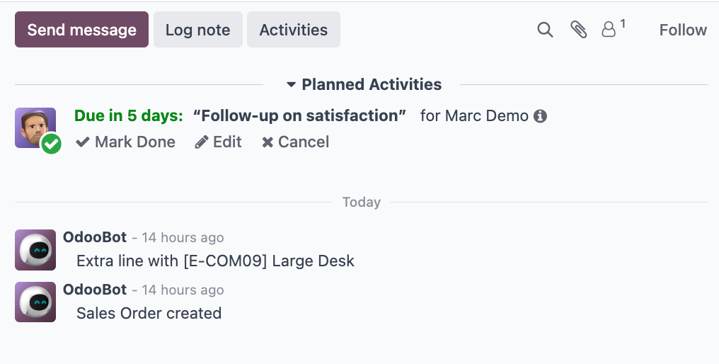 Odoo 18 Chatter view