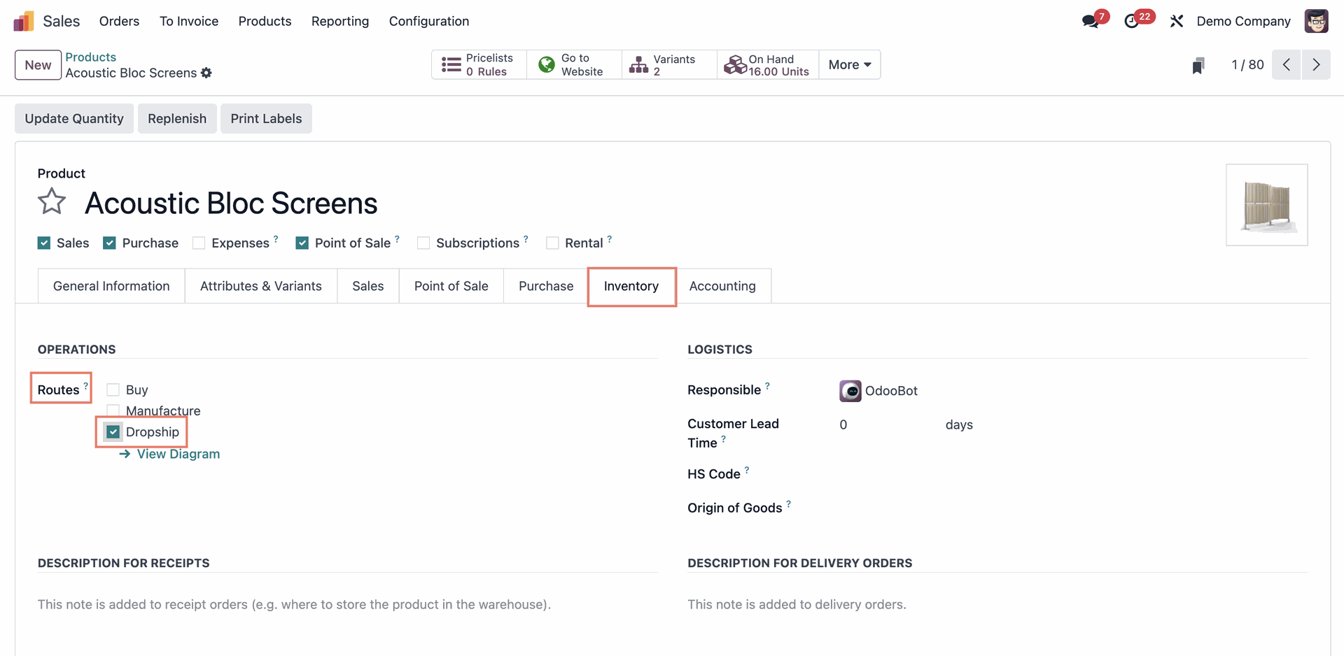 Odoo 18 Dropship Routes