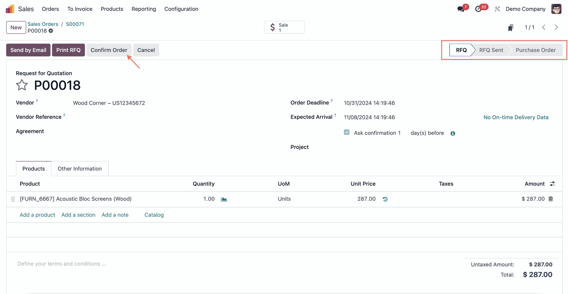 Odoo 18 Dropship Purchase Order