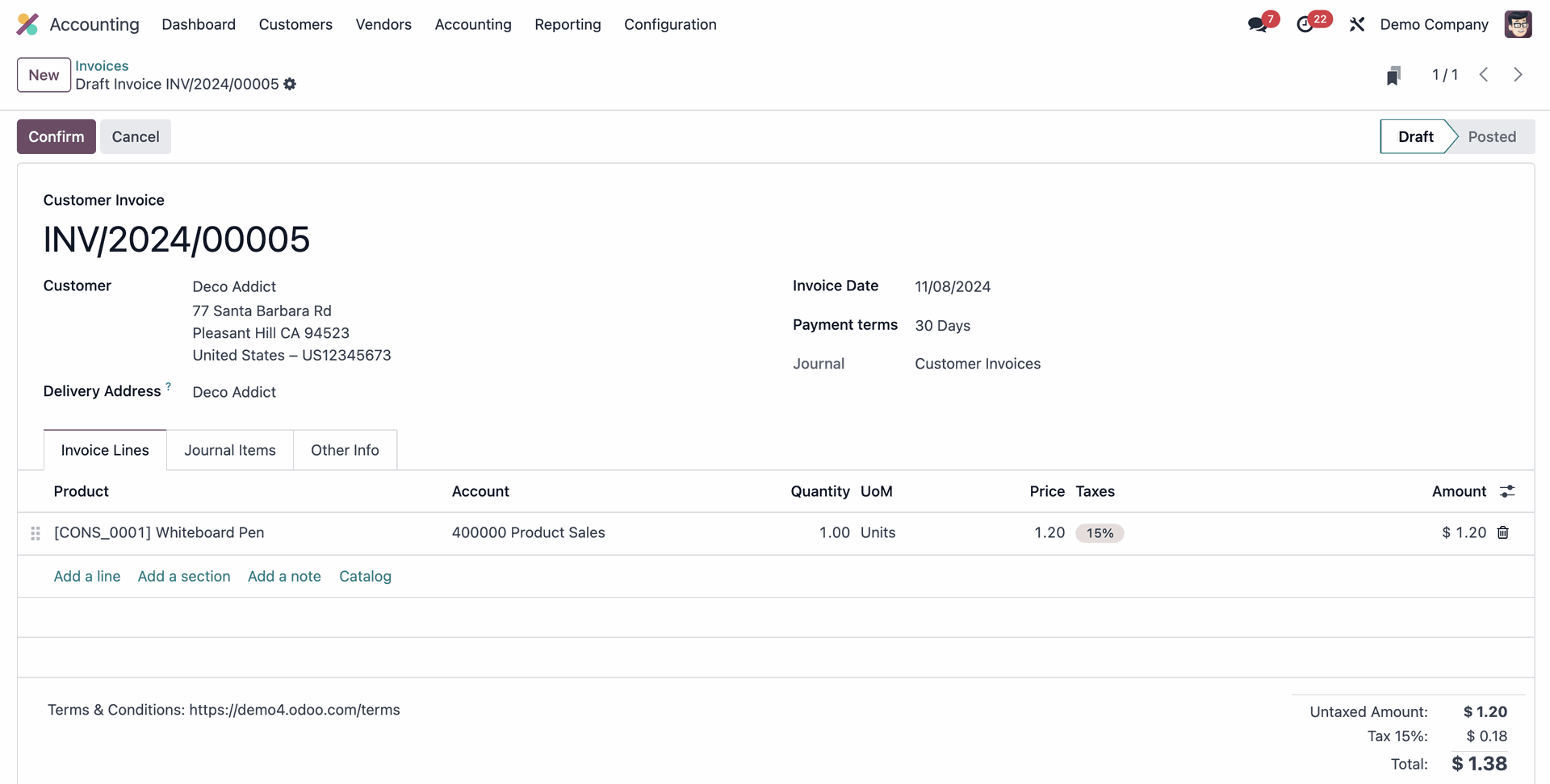 Odoo 18 Outgoing Invoices