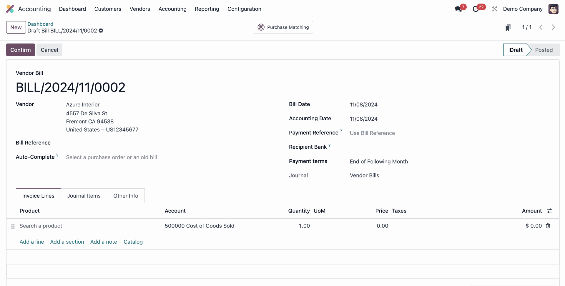 Odoo 18 Incoming Invoices