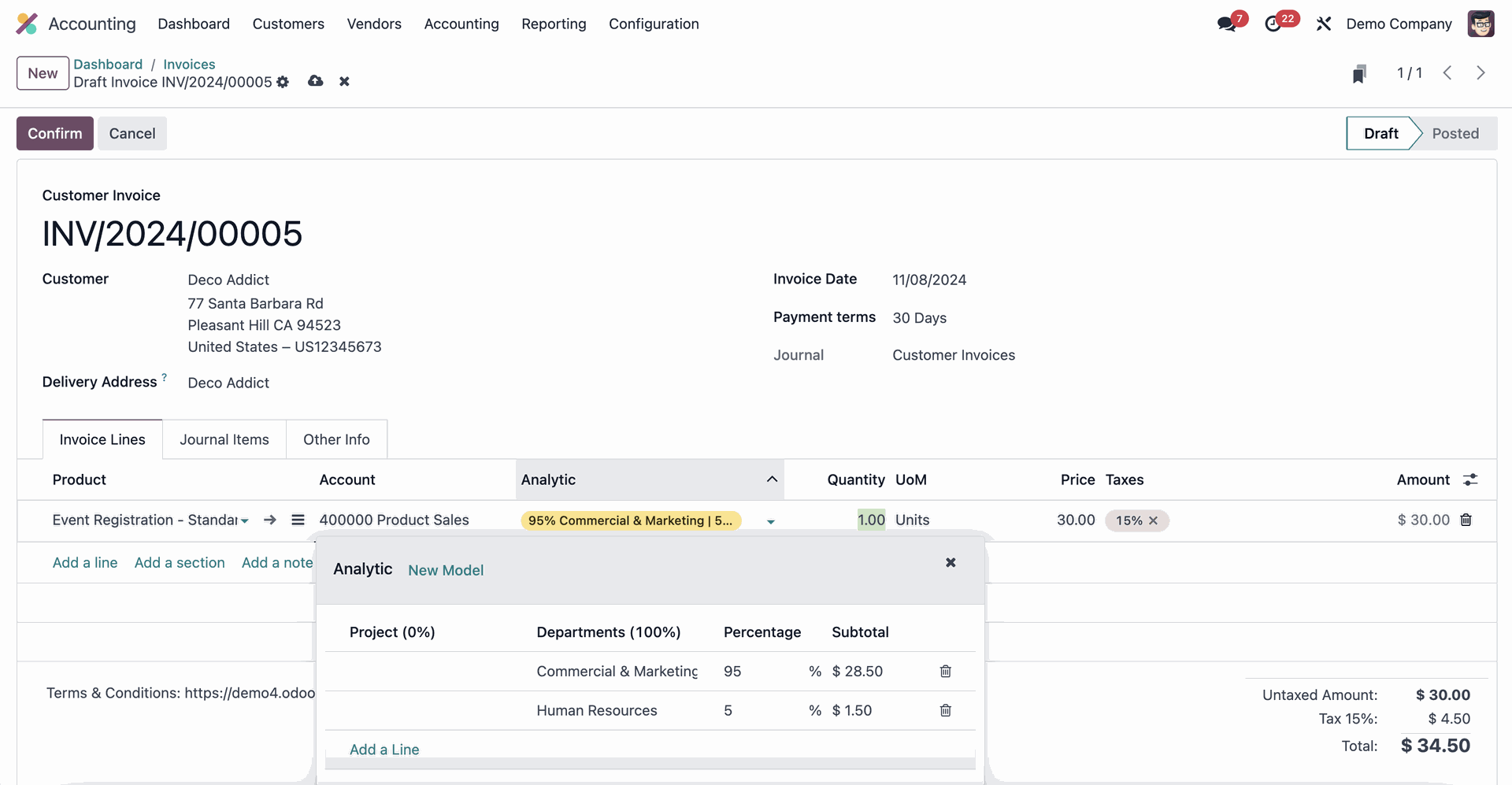 Odoo 18 Analytic Accounting