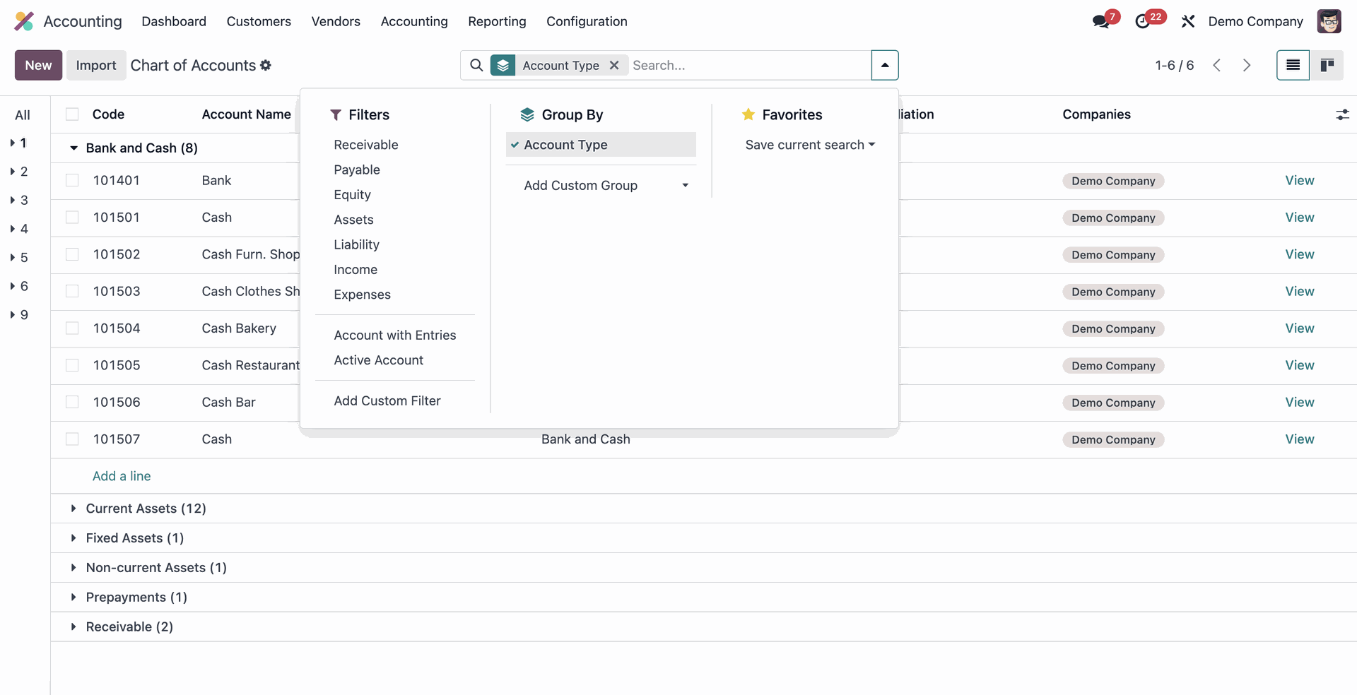 Odoo 18 Chart of Accounts