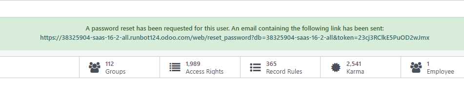 Screenshot of Odoo Password Reset Email Example