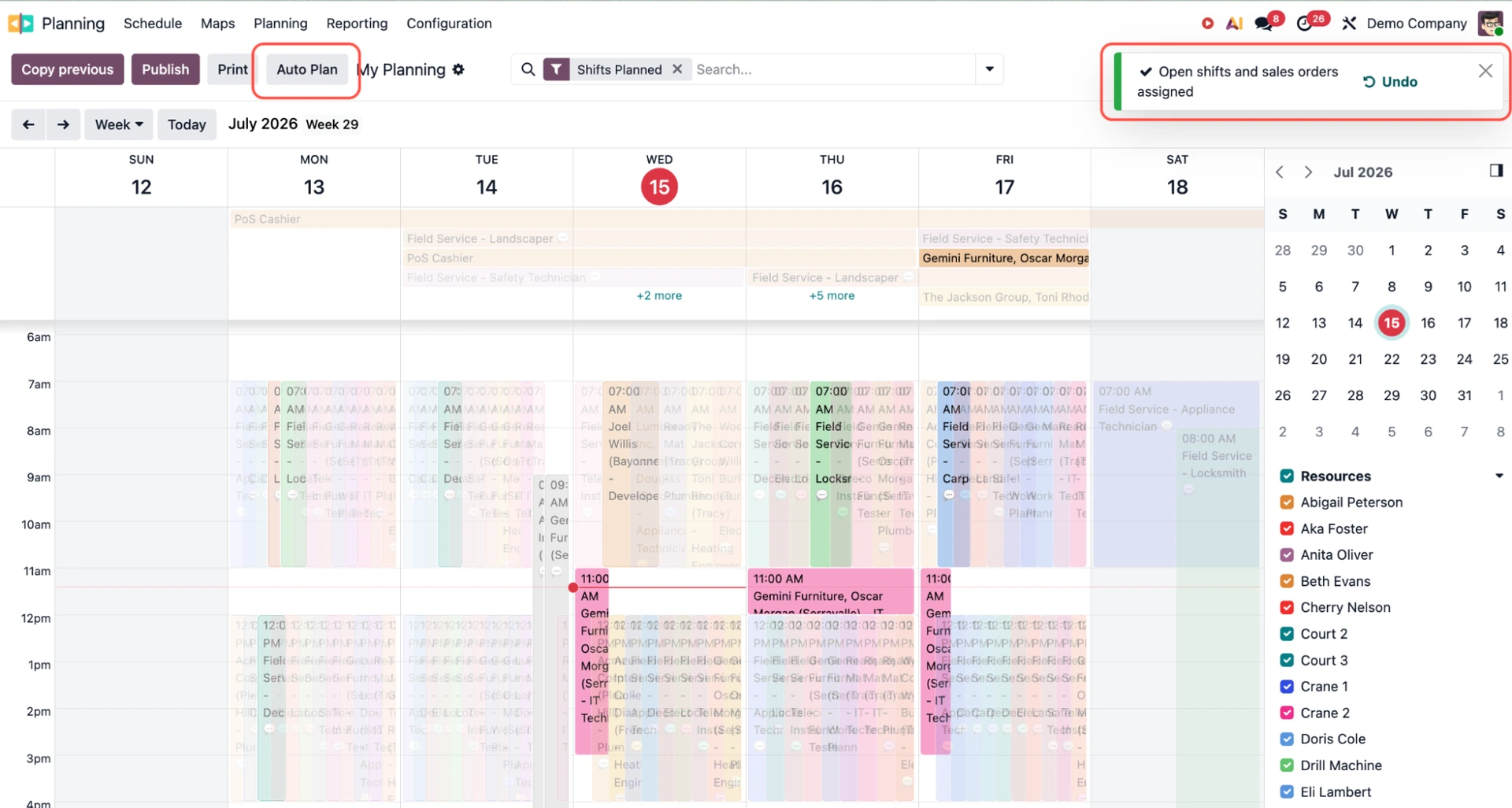 Odoo Planning assigns shifts and sales orders with Auto Plan Odoo Planning assigns shifts and sales orders with Auto Plan