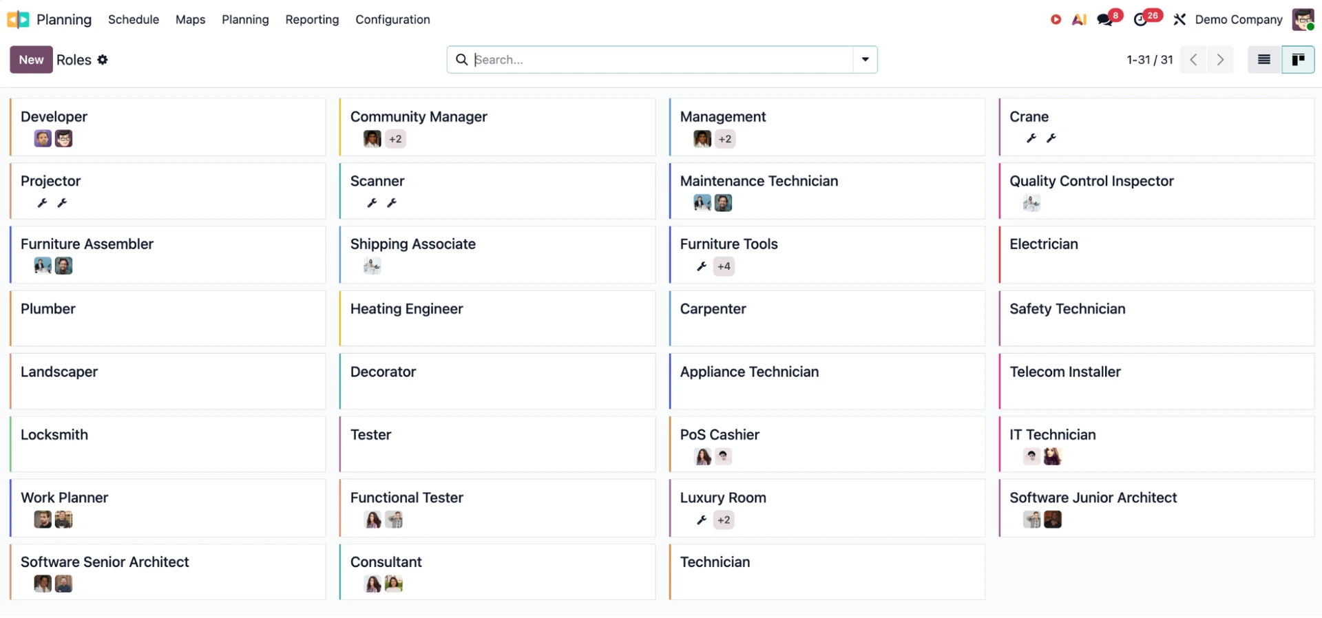 Material and equipment assigned in Odoo Planning Material and equipment assigned in Odoo Planning