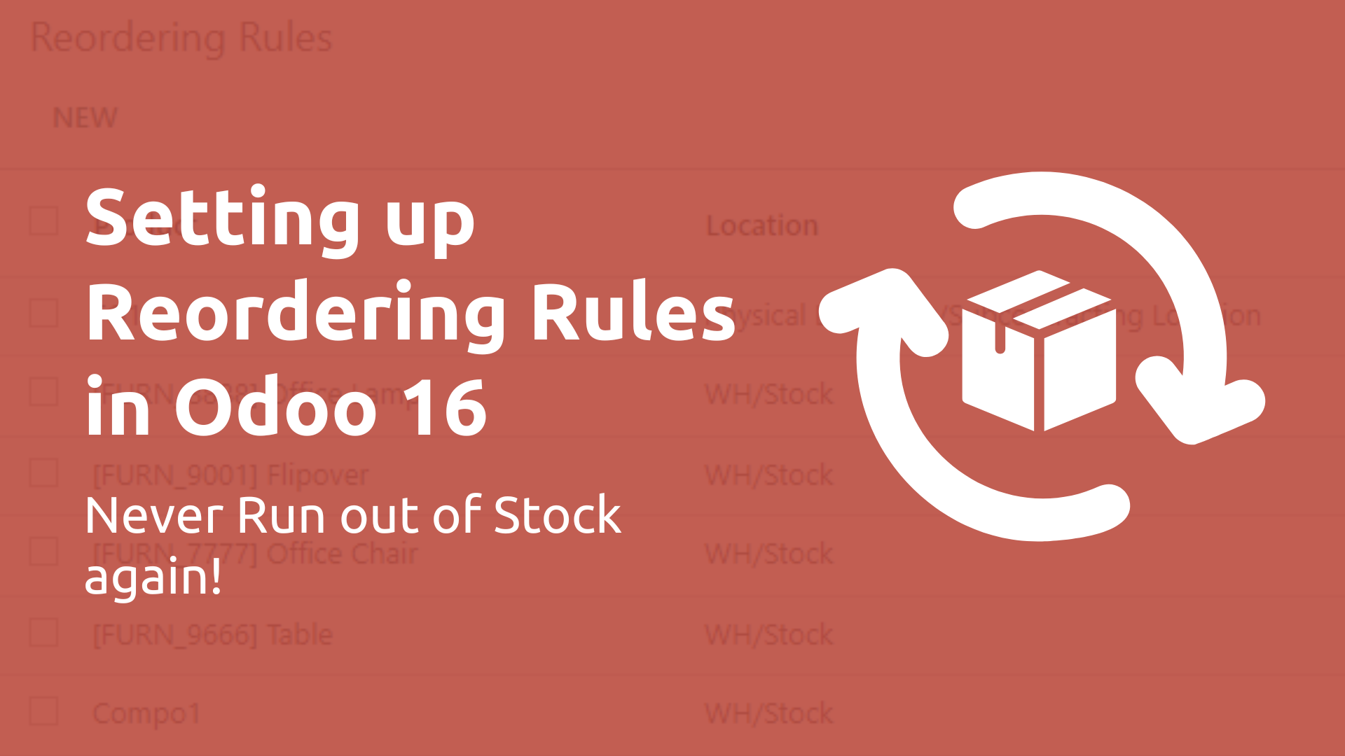 Odoo 16 Reordering Rules Setup